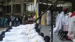 Eight Diocesan Priests of Cameroon's Diocese of Buea, at their ordination in Molyko, July 16, 2020.
