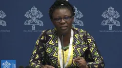 Dr. Norah Nonterah, a Synod on Synodality delegate from Ghana during the Wednesday, October 25 press briefing by Synod delegates. Cerdit: Vatican Media