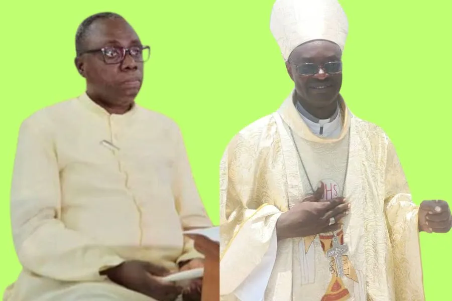 Bishop Gélase Armel Kema (right) and Mons. Abel Liluala (left), appointed Archbishops of Owando and Pointe-Noire Archdiocese respectively on 6 January 2024.  Credit: Ouesso Diocese, Archdiocese of Pointe-Noire