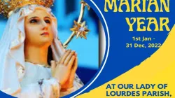 A poster announcing the Marian Year at Our Lady of Lourdes Gardens Parish of Cameroon’s Buea Diocese. Credit: Fr. Herbert Niba