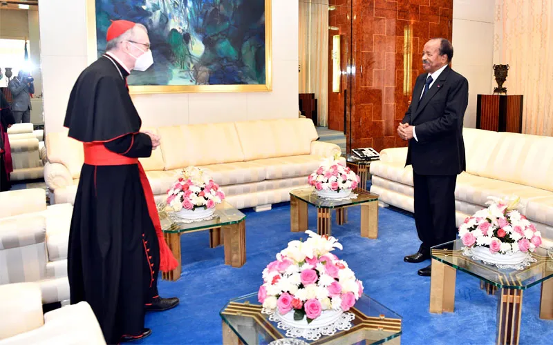 Pietro Cardinal Parolin with Cameroon's President, Paul Biya during an audience at the Unity Palace on 29 January 2021 / Presidency of the Republic of Cameroon (PRC)