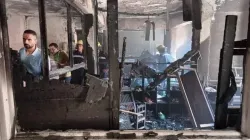 A fire broke out in the Abu Sefein Coptic Orthodox Church in Egypt on Sunday, Aug. 14 2022. ACI MENA