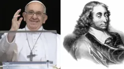 Pope Francis delivers his Angelus address on June 18, 2023/Portrait of Blaise Pascal. | Vatican Media/Public domain