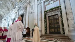 Pope Francis before the Holy Door of St. Peter's Basilica during the convocation of the Jubilee of Mercy, April 11, 2015 / L'Osservatore Romano.
