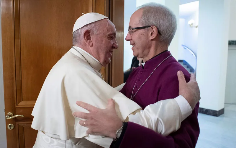 Pope Francis greets Archbishop Justin Welby at the Casa Santa Marta on November 13, 2019 / Vatican Media
