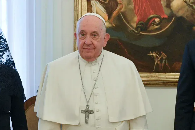 Pope Francis pictured on Nov. 27, 2023. The pope felt well enough to keep his scheduled appointment with the president of Paraguay on Monday morning as he recovers from the flu. | Vatican Media