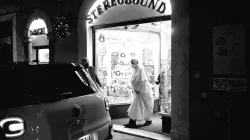 Pope Francis is seen leaving a record store in Rome. Javier Martinez-Brocal/Rome Reports TV News Agency