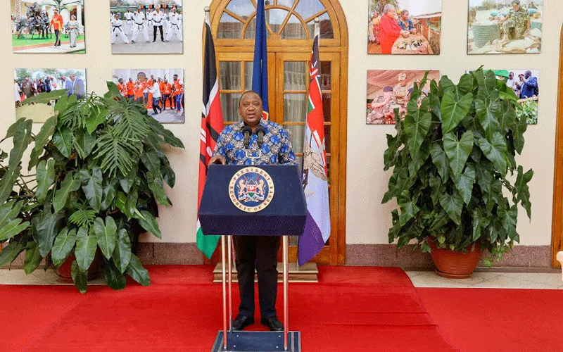 Kenya's President Uhuru Kenyatta Declaring a National Prayer Day over COVID-19, Nairobi, Tuesday, Mrch 17, 2020. / State House