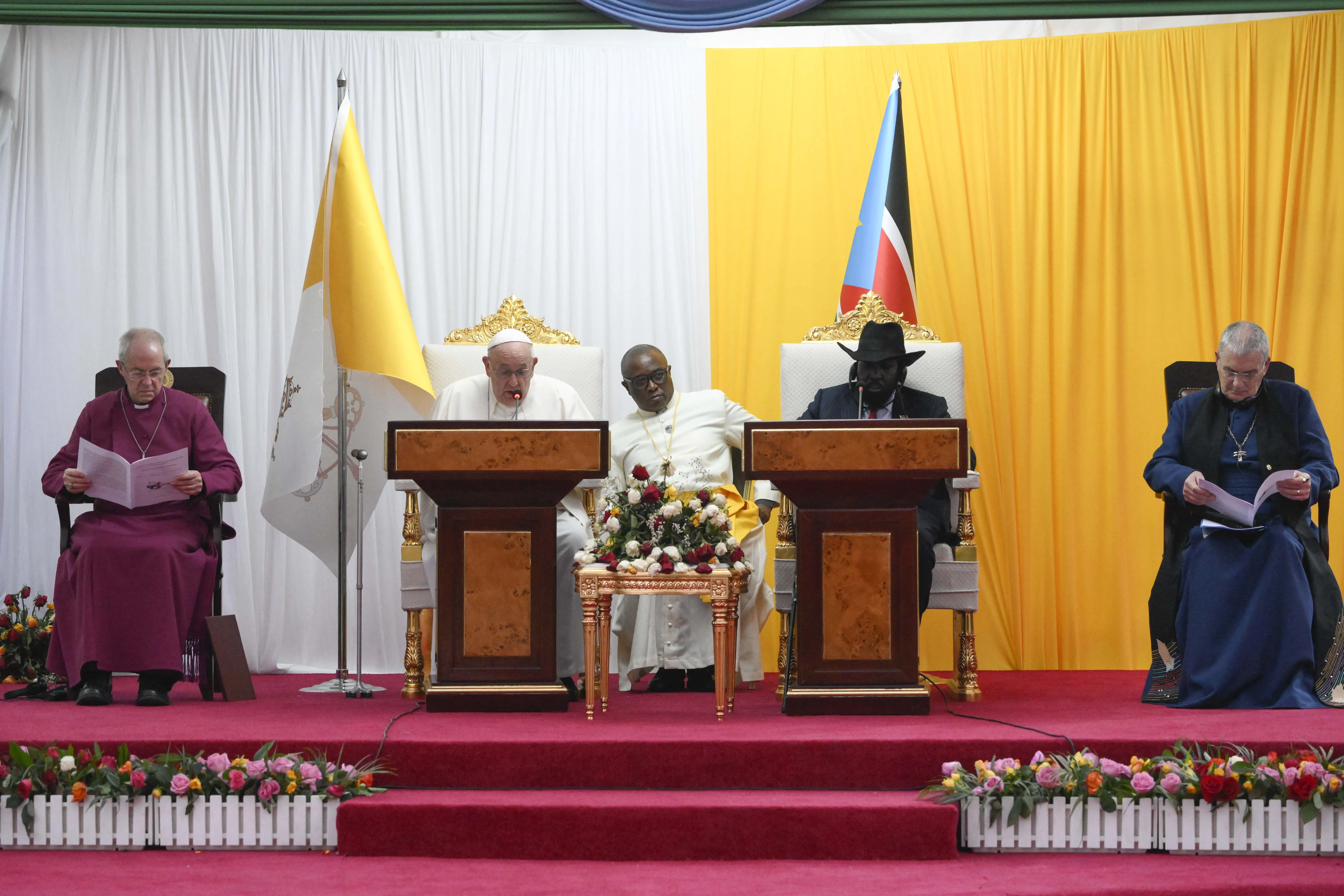 Pope Francis addresses South Sudan’s government and members of the diplomatic corps Feb. 3, 2023. / Vatican Media
