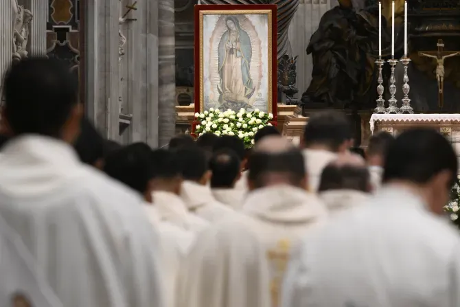 Pope Francis celebrated Mass in St. Peter’s Basilica Dec. 12, 2022, to mark the feast of Our Lady of Guadalupe, patroness of the Americas and the unborn. | Credit: Vatican Media