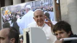 Pope Francis greets pilgrims at his general audience in St. Peter's Square at the Vatican on Oct. 18, 2023. | Credit: Vatican Media