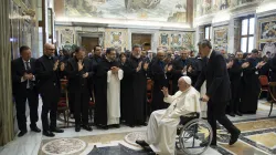 Pope Francis meets with the Pontifical Liturgical Institute in the Apostolic Palace on May 7, 2022. Vatican Media