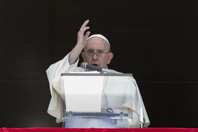 Pope Francis delivers the Angelus address on 18 September 2022. Credit: Vatican Media