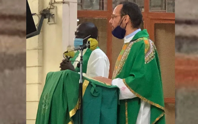 Bishop-elect for South Sudan's Rumbek Diocese, Msgr. Christian Carlassare, during Holy Mass with natives of Rumbek Diocese residing in Nairobi on Sunday, 27 June 2021/ Credit: Courtesy photo