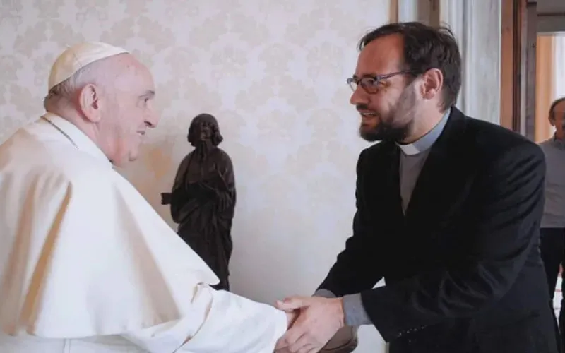 Pope Francis with Bishop Christian Carlassare in Rome. Credit: Vatican Media