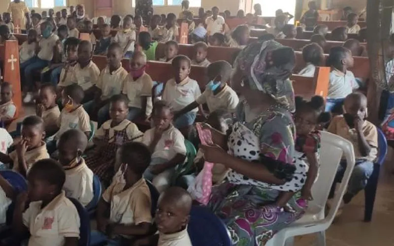 Section of children under the Salesian Mission in Nigeria whose Church was renovated. Credit: Salesian Missions