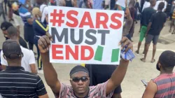 Nigerians protesting against the controversial Special Anti-Robbery Squad (SARS) in the country's capital Abuja.