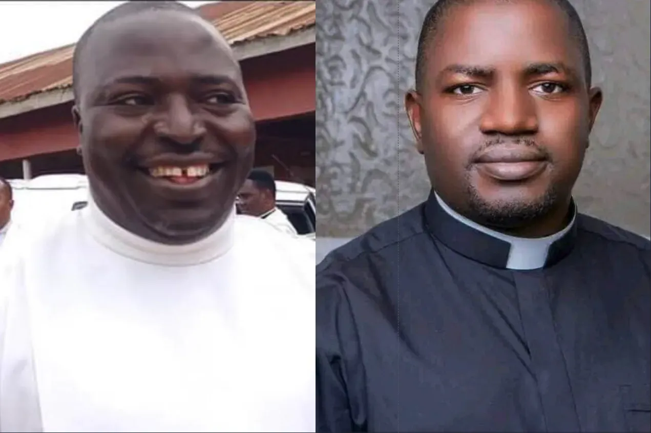 Father John Mark Cheitnum, left, and Father Denatus Cleopas, right. Photos courtesy of Archdiocese of Kaduna.