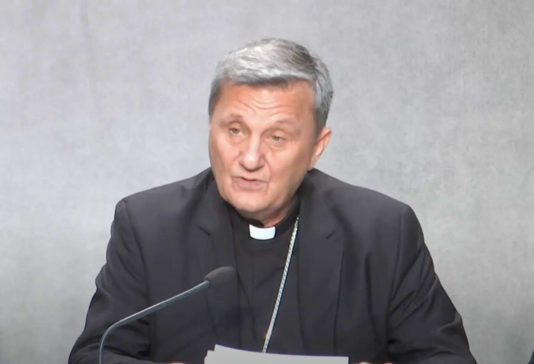 Cardinal Mario Grech speaking at the press conference in the Vatican on Aug. 26, 2022. Vatican Media / YouTube Channel