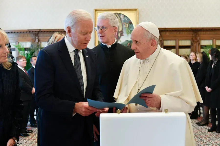 Pope Francis and Joe Biden meet at the Vatican, Oct. 29, 2021. Vatican Media.