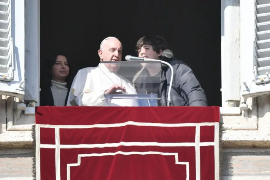 Pope Francis speaks after delivering his Angelus address at the Vatican, Nov. 21, 2021. Vatican Media.
