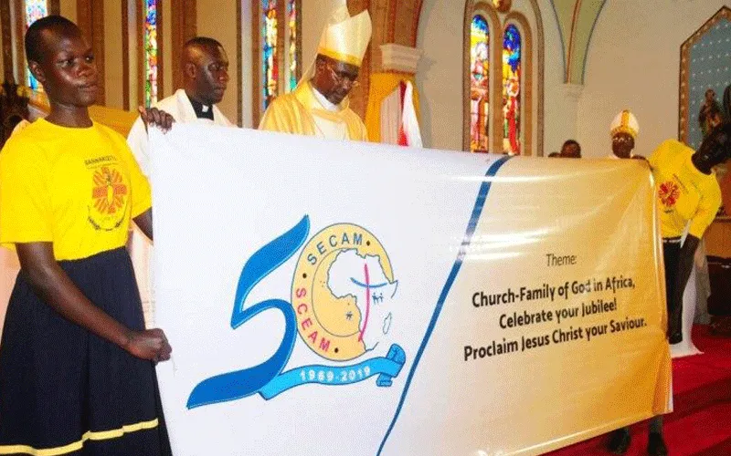 Members of the Symposium of Episcopal Conferences of Africa and Madagascar (SECAM) at SECAM's Golden Jubilee in Uganda in 2019.