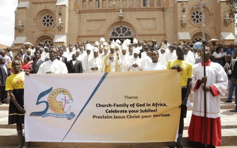 Members of SECAM  at the opening Mass of the Golden Jubilee Celebration in Uganda in July 2019.