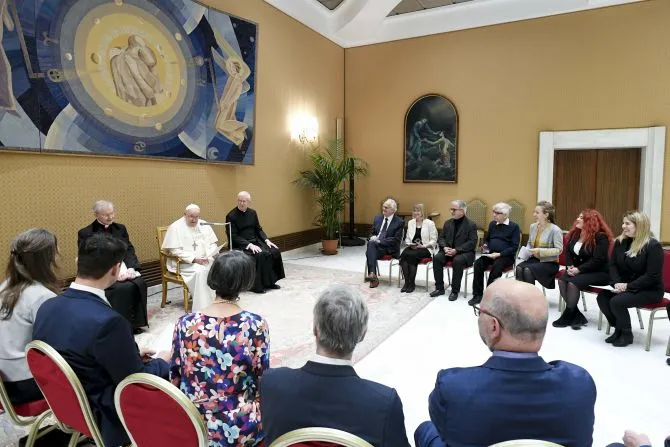 Pope Francis meets with representatives of DIALOP, Transversal Dialogue Project, an association of European leftist politicians and academics that seeks to bridge Catholic social teaching and Marxist theory, on Jan. 10, 2024, at the Vatican. | Credit: Vatican Media