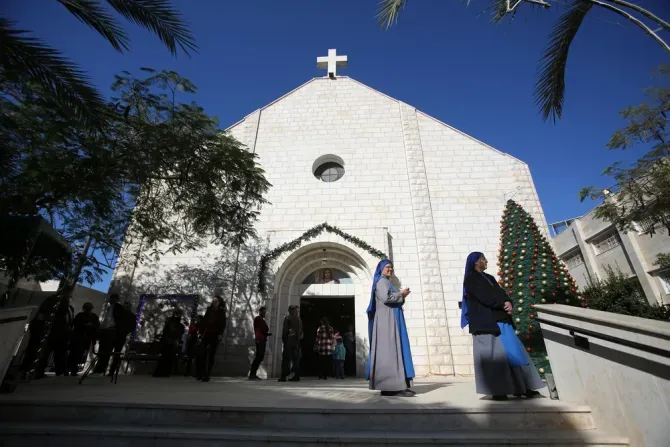 Holy Family Catholic Church in Gaza at Christmas 2021. | Credit: Anas-Mohammed/Shutterstock