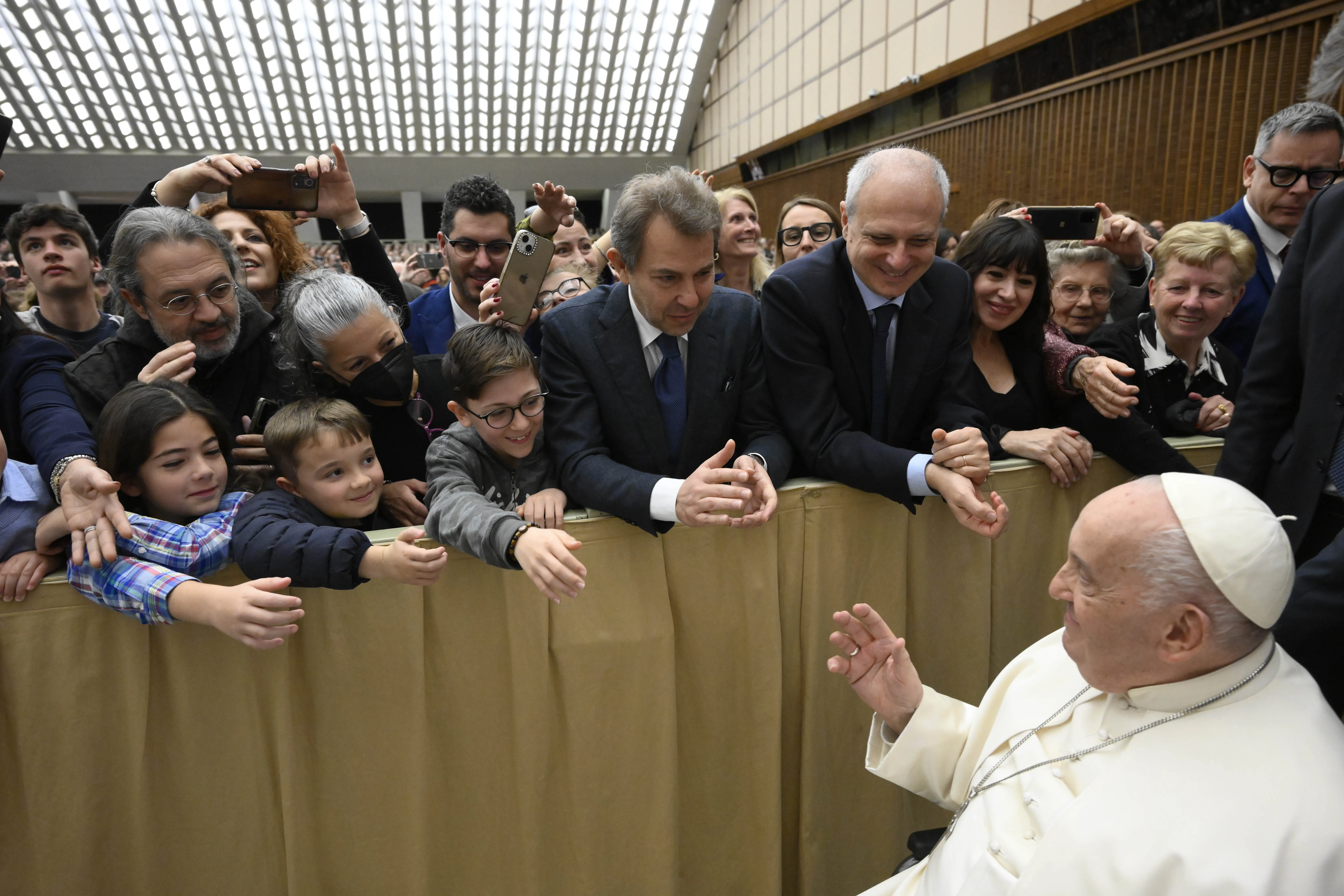 Pope Francis greets staff and families of RAI, Italy’s national public broadcasting company, March 23, 2024. / Credit: Vatican Media