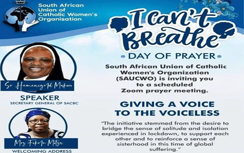 Poster advertising South African Union of Catholic Women’s Organization (SAUCWO) Prayer Day slated for August 24. / World Union of Catholic Women’s Organizations (WUCWO)