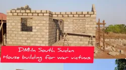 A house under construction for war victims in South Sudan / Courtesy Photo