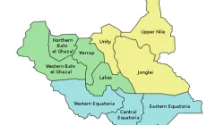 A representation of the 10 States of South Sudan at independence in 2011.
