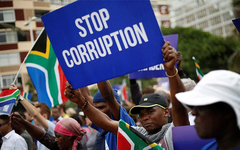 South Africans protesting against the high rate of corruption in their country.
