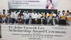 Some beneficiaries of the scholarships offered by Charity Foundation for African Catholic Mission at the University of Juba on 6 April 2021 / ACI Africa