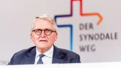 Thomas Sternberg speaking at a press conference for the German "Synodal Way" on Sept. 30, 2021, in Frankfurt. | Synodaler Weg/Maximilian von Lachner