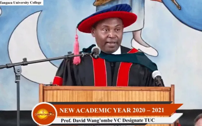 The Vice-Chancellor (VC Designate) of Kenya-based  Tangaza University College (TUC), Prof. David Wang’ombe during convocation ceremony Friday, August 21, 2020. / Capuchin Television Network Kenya.