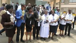 Officials of the Teachers Service Commission (TSC) and some of the awardees. Credit: Courtesy Photo