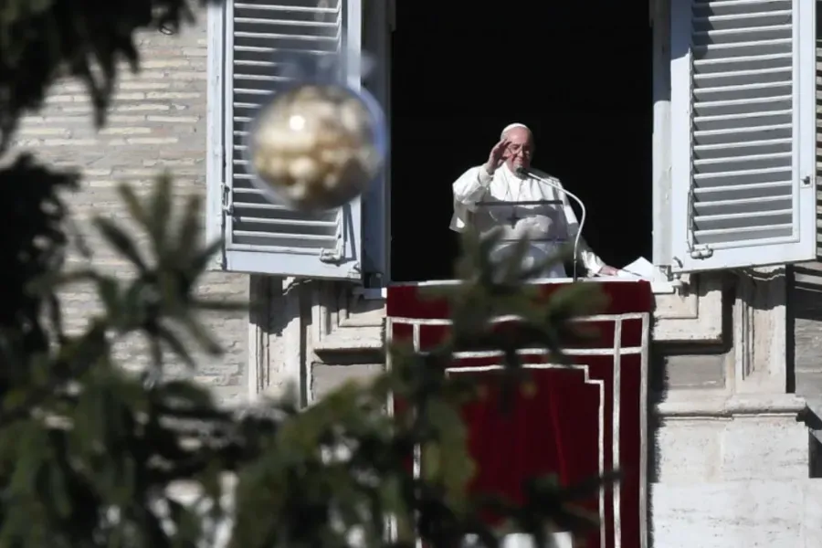 Pope Francis delivers his Angelus address at the Vatican, Dec. 12, 2021. Vatican Media.
