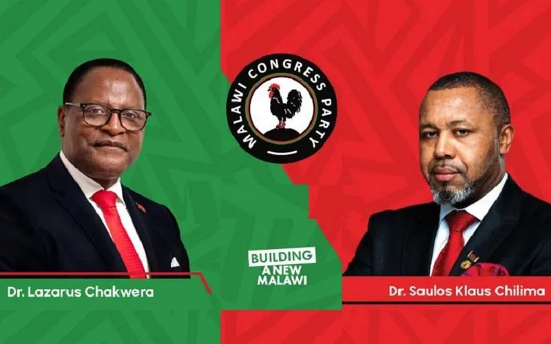 President Lazarus Chakwera (Malawi Congress Party) and Dr Saulos Chilima (UTM) who formed the Tonse Alliance in 2020 alongside seven other opposition parties. Credit: Malawi's Electoral Commission/Facebook.