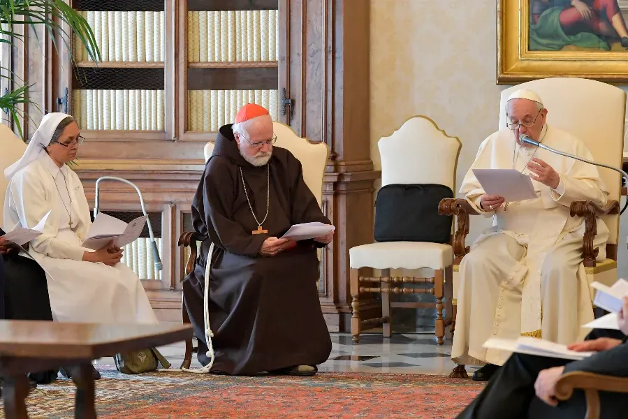 Pope Francis meets members of the Pontifical Commission for the Protection of Minors at the Vatican, April 29, 2022. Vatican Media.