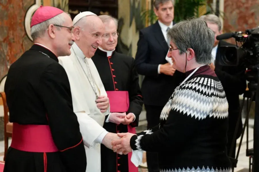 Pope Francis meets a delegation of the French Catholic Action movement at the Vatican, Jan. 13, 2021. Vatican Media.