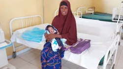 Sokorey and her baby boy being discharged from Dollow Referral Health Centre. Credit: Trócaire