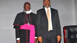 The Chairman of the Uganda Episcopal Conference, Bishop Anthony Zziwa and  Prime Minister, Dr. Ruhakana Rugunda> / Courtesy