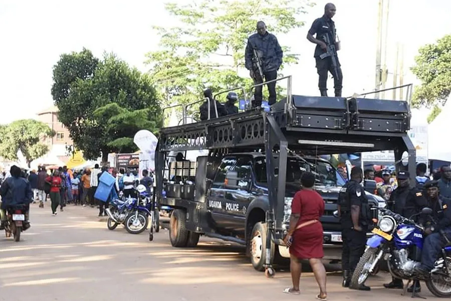 A police van stationed at road leading to Namugongo Shrine in Uganda’s Kampala Archdiocese. Credit: Courtesy Photo