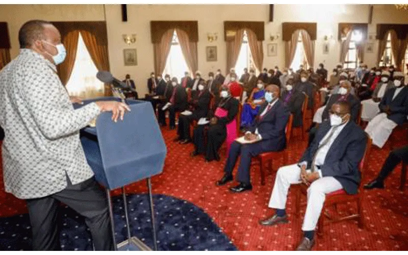 President Uhuru Kenyatta during meeting with representatives of religious leaders in Kenya Friday, September 25. / Kenya’s State House in Nairobi.