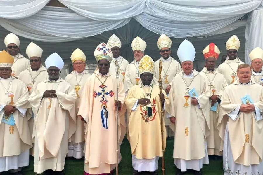 Bishop Vusumuzi Francis Mazibuko with members of the Southern Africa Catholic Bishops' Conference (SACBC) at his Episcopal Ordination on June 3. Credit: SACBC