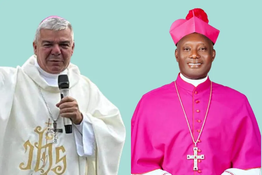 Archbishop Walter Erbì (left), Apostolic Nuncio in Sierra Leone, Liberia and The Gambia and Bishop Bob John Hassan Koroma (right),  the new Local Ordinary of Makeni Diocese in Sierra Leone. Credit: Makeni Diocese