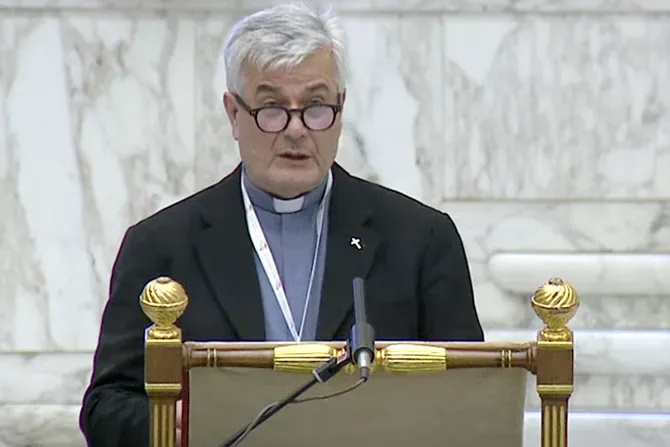 Father Dario Vitali speaks at the Synod on Synodality at the Vatican, Oct. 18, 2023. | Credit: Screenshot/Vatican Media YouTube