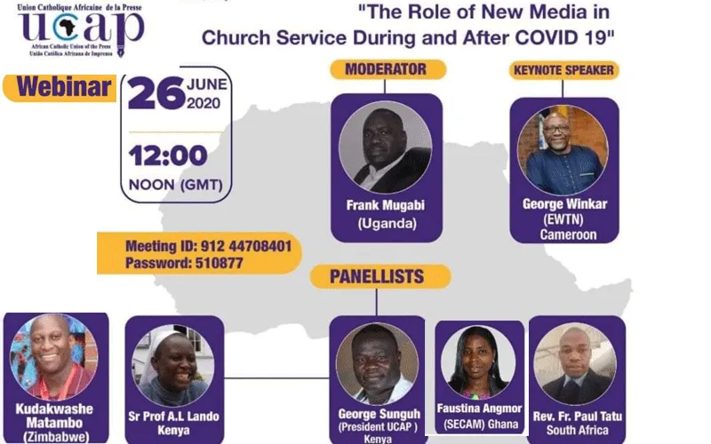 A poster announcing Friday's webinar with focus on the Role of Media in Church Service amid COVID-19. / UCAP